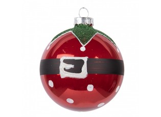 Červená skleněná ozdoba vánoční koule Santa Claus - Ø 8*8 cm
