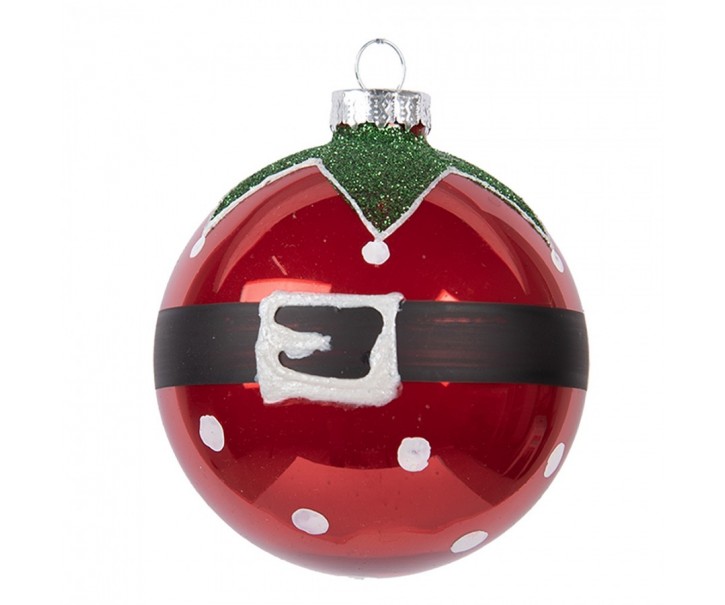 Červená skleněná ozdoba vánoční koule Santa Claus - Ø 8*8 cm Clayre & Eef