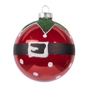 Červená skleněná ozdoba vánoční koule Santa Claus - Ø 8*8 cm