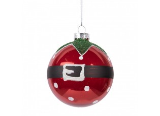 Červená skleněná ozdoba vánoční koule Santa Claus - Ø 8*8 cm