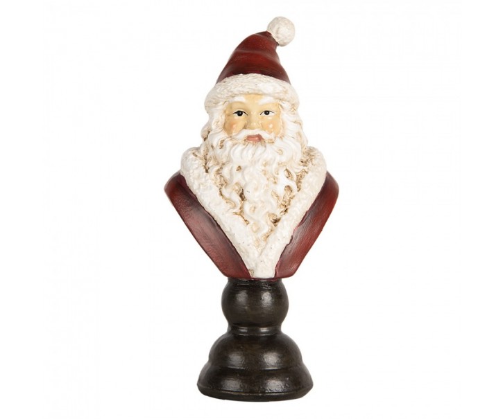 Červeno-bílá vánoční dekorace busta Santa - 7*5*15 cm Clayre & Eef