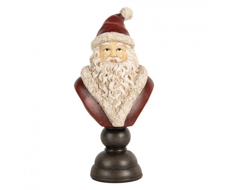 Červeno-bílá vánoční dekorace busta Santa - 11*8*22 cm Clayre & Eef