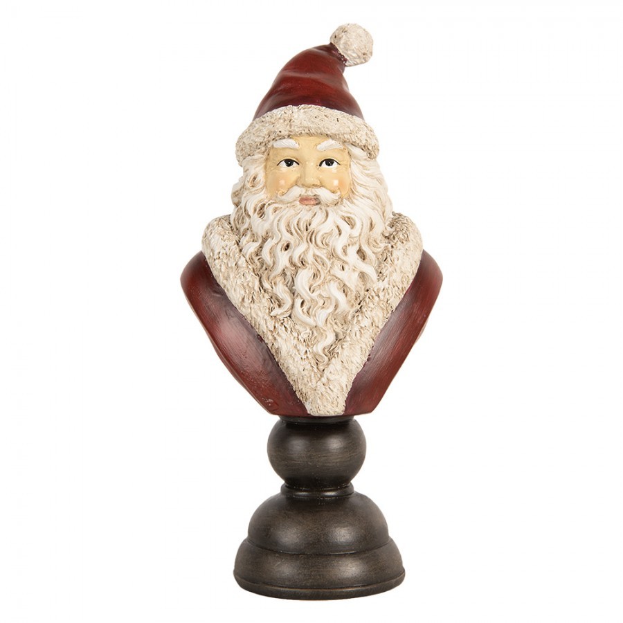 Červeno-bílá vánoční dekorace busta Santa - 11*8*22 cm