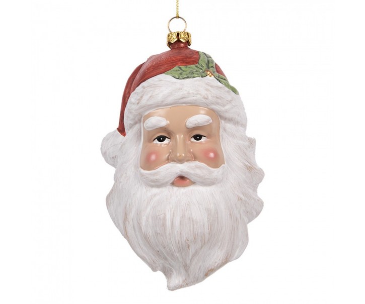 Christmas Ornament Santa Claus 15 Cm White Red Plastic - 9.0 cm Clayre & Eef