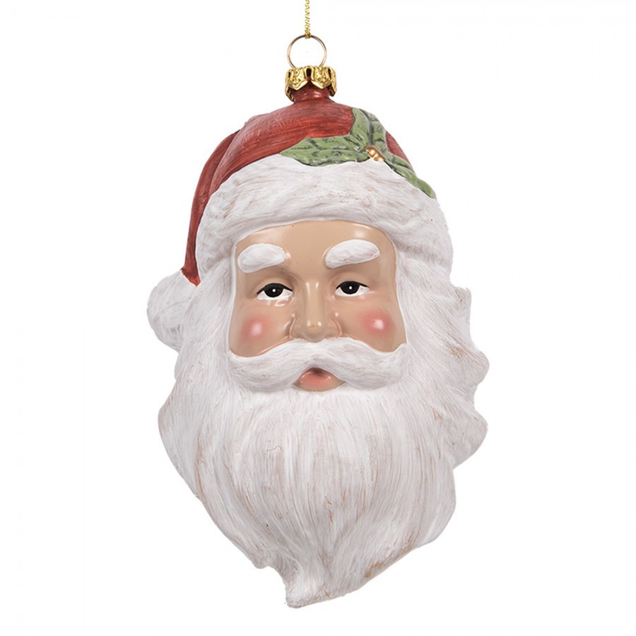 Christmas Ornament Santa Claus 15 Cm White Red Plastic - 9.0 cm
