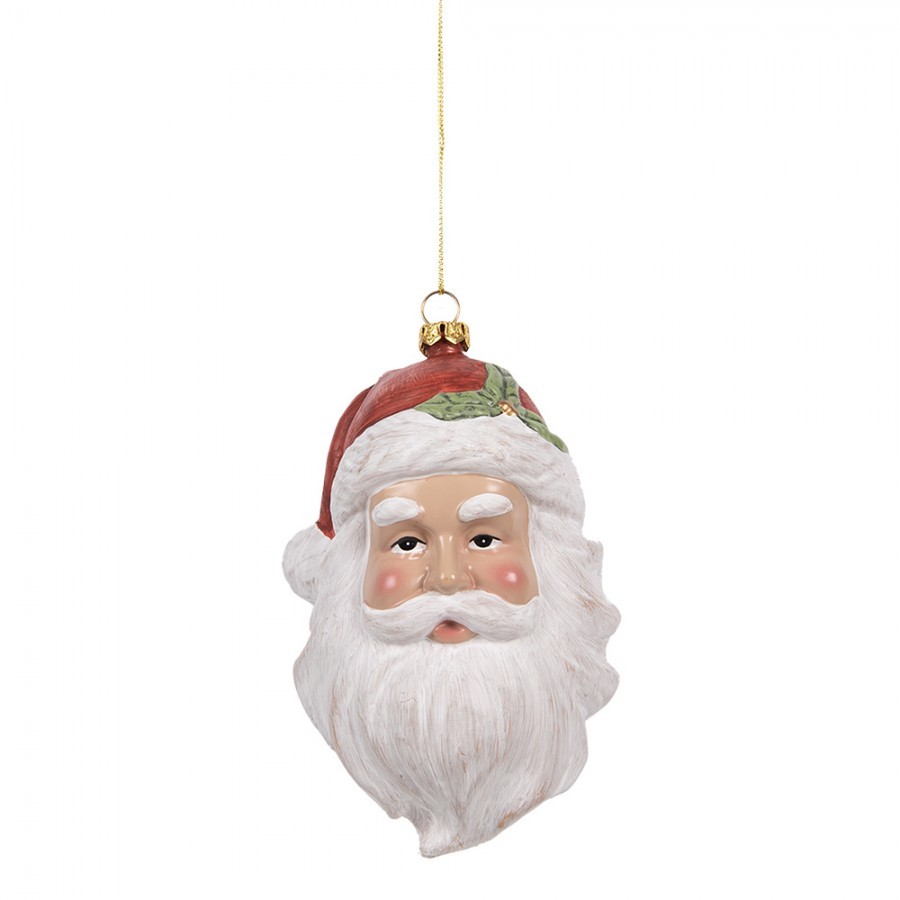 Christmas Ornament Santa Claus 15 Cm White Red Plastic - 9.0 cm