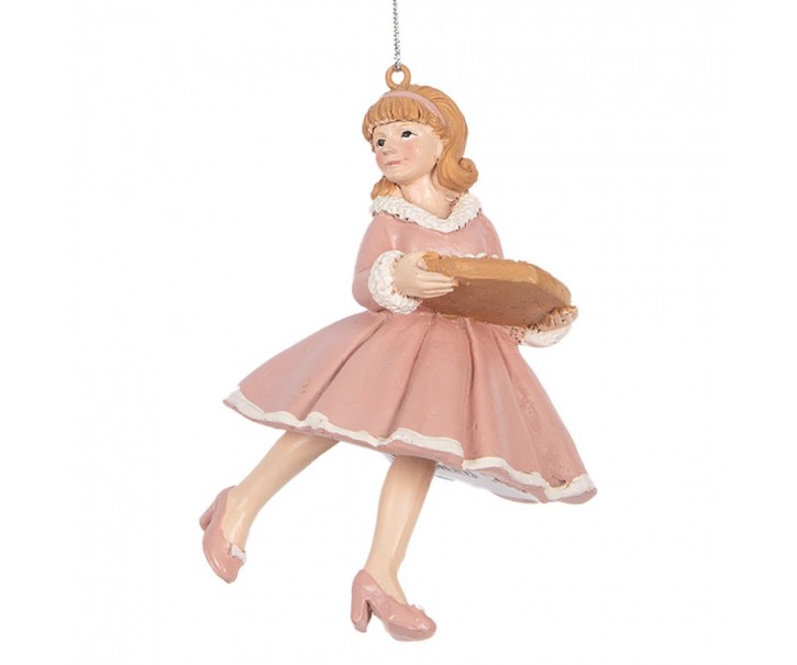 Christmas Ornament Girl 11 Cm Pink Plastic - 7.0 cm Clayre & Eef
