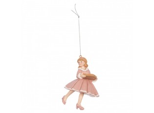 Christmas Ornament Girl 11 Cm Pink Plastic - 7.0 cm