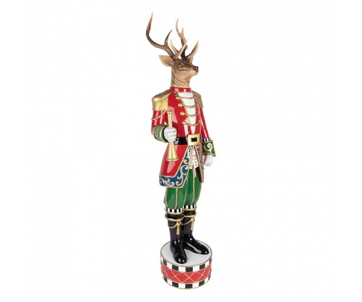 Vánoční figurka Jelen s trubkou ve slavnostní uniformě - 25*20*82 cm Clayre & Eef