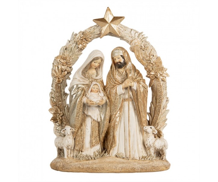 Béžovo-zlatá antik vánoční dekorace betlém - 19*7*24 cm Clayre & Eef