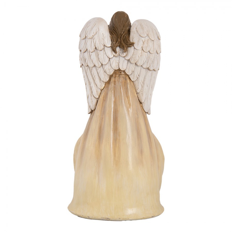 Béžová antik dekorace anděl se svatou rodinou Angel - 15*12*30 cm