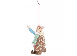 Závěsná vánoční dekorace Elf se stromkem - 8*4*11 cm