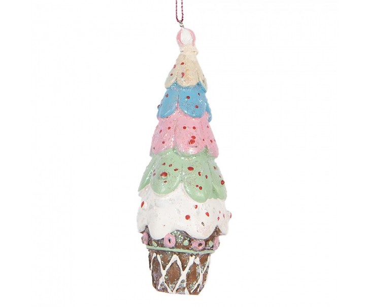 Christmas Ornament ? 5x13 Cm Multicoloured Plastic Ice Cream - ? 5*13 cm Clayre & Eef