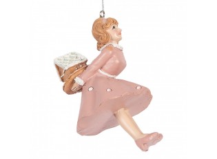 Christmas Ornament Girl 10 Cm Pink Plastic - 6.0 cm