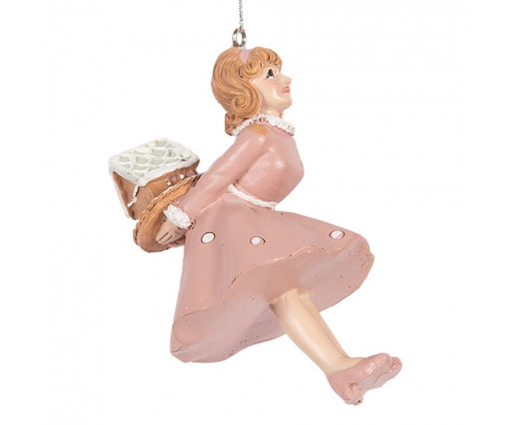 Christmas Ornament Girl 10 Cm Pink Plastic - 6.0 cm Clayre & Eef