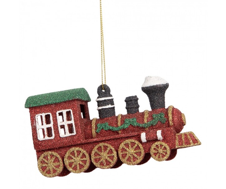 Červená závěsná dekorace mašinka - 12*4*7 cm Clayre & Eef
