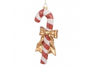 Bílo-červená závěsná dekorace lízátko Candy Cane - 8*3*18 cm