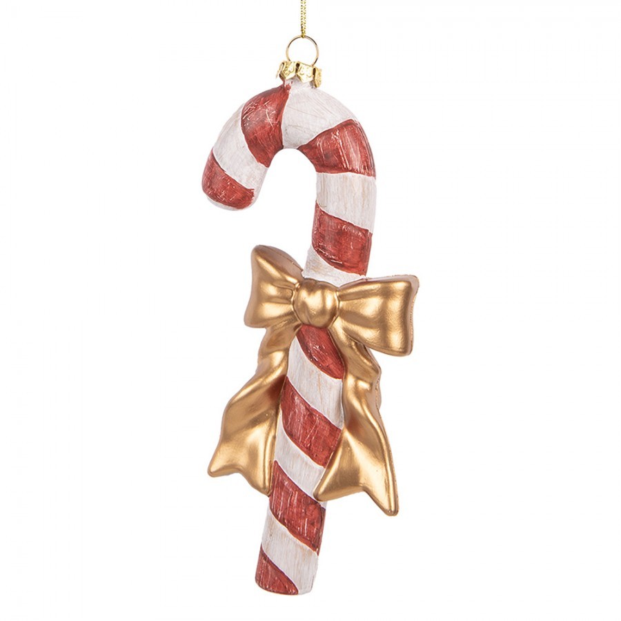 Bílo-červená závěsná dekorace lízátko Candy Cane - 8*3*18 cm