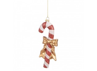 Bílo-červená závěsná dekorace lízátko Candy Cane - 8*3*18 cm