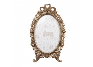 Zlatý antik fotorámeček zdobený mašlí a růžemi - 13*2*23 cm / 10*15 cm