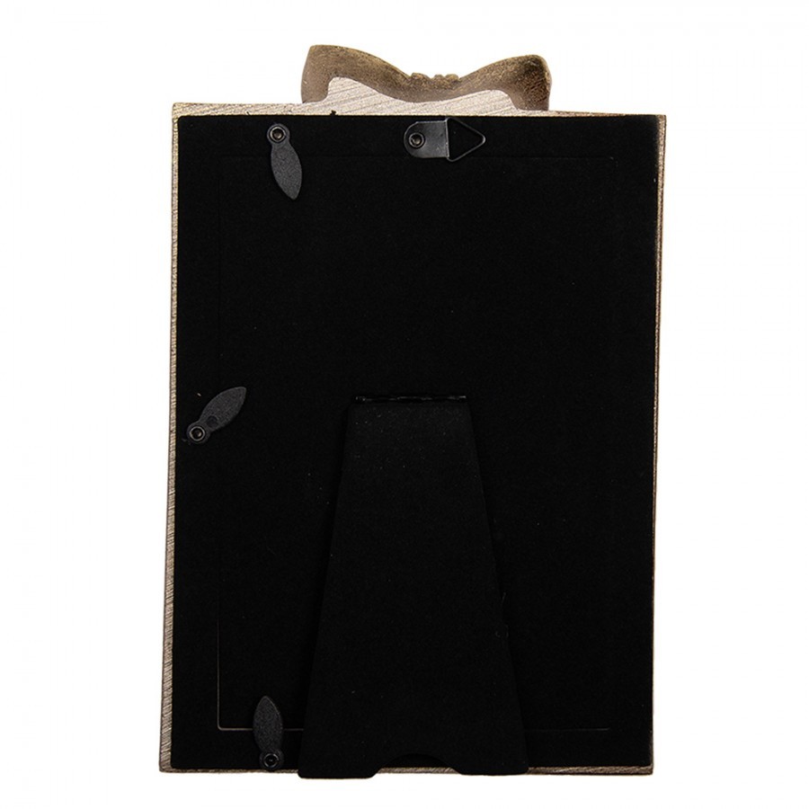 Zlatý antik fotorámeček zdobený mašlí - 13*3*20 cm / 10*15 cm