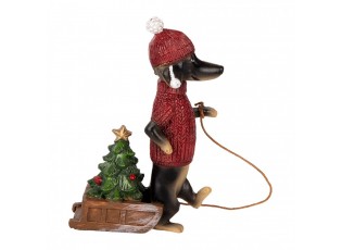 Dekorace jezevčík Dachshund se sáňkami - 8*4*13 cm