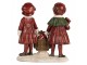 Červeno-zelená vánoční dekorace děti s košíkem dárků - 11*6*12 cm Clayre & Eef