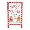 Bílo-červená vánoční kovová cedule North Pole - 29*16*51 cm