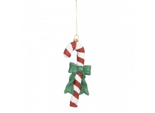 Christmas Ornament Candy Cane 8x3x17 Cm Red White Plastic - 8.0 cm