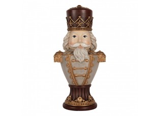 Šedo-vínová dekorace busta Louskáček Nutcracker - 16*10*30 cm