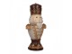 Šedo-vínová dekorace busta Louskáček Nutcracker - 16*10*30 cm Clayre & Eef