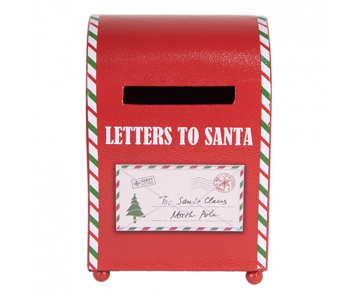Červená kovová dekorační schránka Letters to Santa - 14*13*19 cm Clayre & Eef