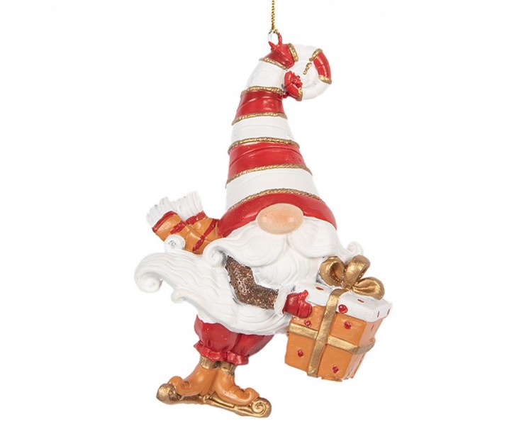 Christmas Ornament Gnome 10 Cm Red Plastic - 8.0 cm Clayre & Eef