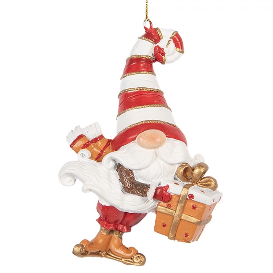Christmas Ornament Gnome 10 Cm Red Plastic - 8.0 cm