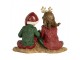 Červeno-zelená dekorace děti s dárkem - 14*9*11 cm Clayre & Eef
