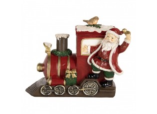 Červená vánoční dekorace Santa stojící u mašinky - 16*10*13 cm