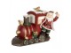 Červená vánoční dekorace Santa stojící u mašinky - 16*10*13 cm Clayre & Eef