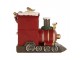 Červená vánoční dekorace Santa stojící u mašinky - 16*10*13 cm Clayre & Eef