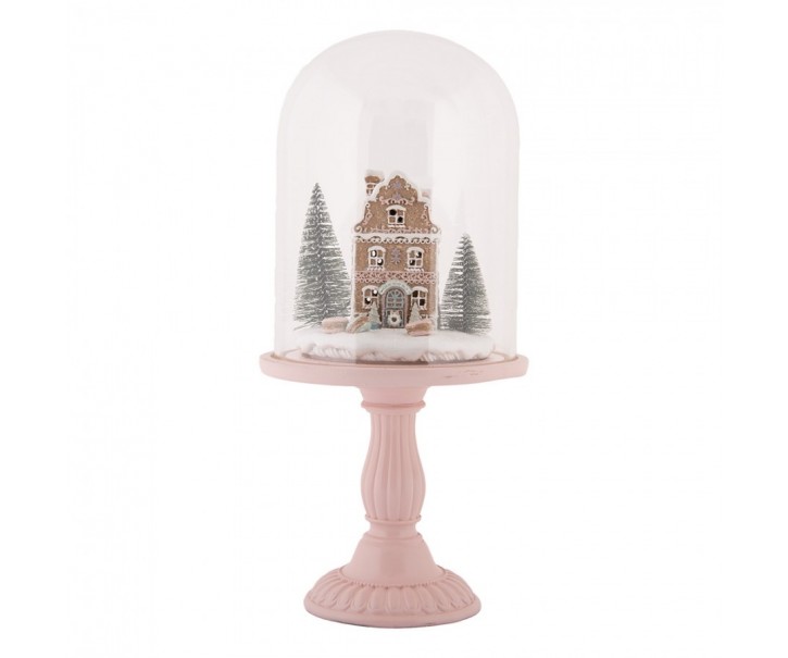 Perníková chaloupka v poklopu na podstavci Ginger Led - Ø 17*36 cm / 2*AAA Clayre & Eef