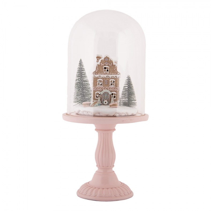 Perníková chaloupka v poklopu na podstavci Ginger Led -  Ø 17*36 cm / 2*AAA 6GL5189