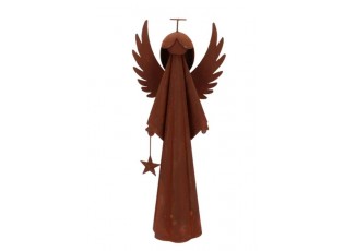 Rezavý antik plechový anděl s hvězdičkou Angel Rusty - 20*11*50 cm