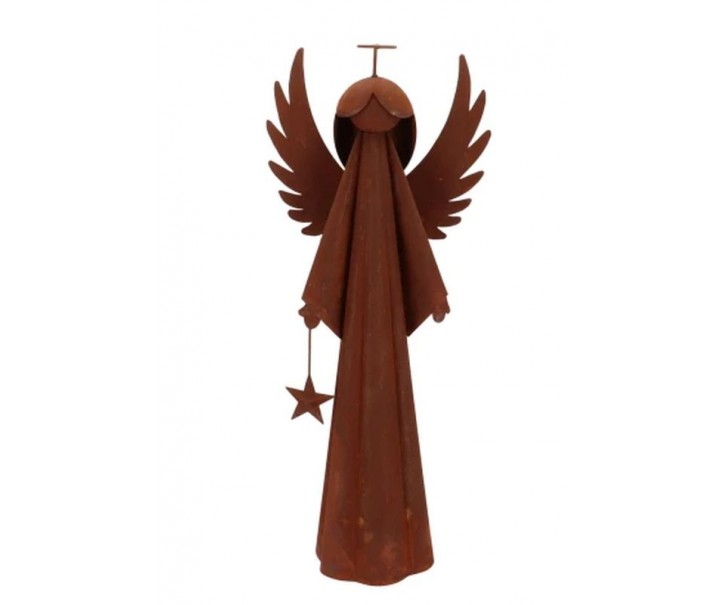 Rezavý antik plechový anděl s hvězdičkou Angel Rusty - 20*11*50 cm daan kromhout