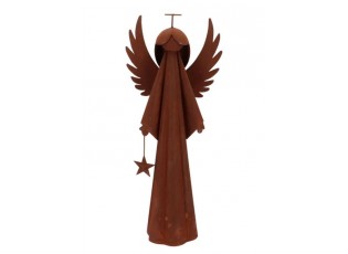 Rezavý antik plechový anděl s hvězdičkou Angel Rusty - 25*15*60 cm