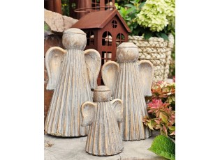 Zlatá antik cementová dekorace anděl Angel Gold - 13*12*24 cm