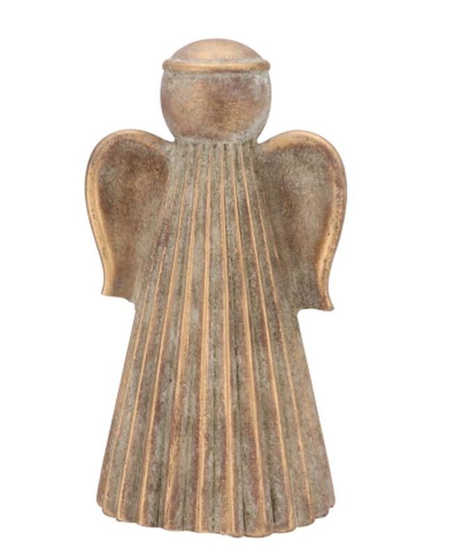 Zlatá antik cementová dekorace anděl Angel Gold - 13*12*24 cm