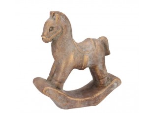 Zlatá antik cementová dekorace houpací koník Horse Gold - 15*6*17 cm