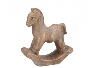 Zlatá antik cementová dekorace houpací koník Horse Gold - 14*5*15 cm