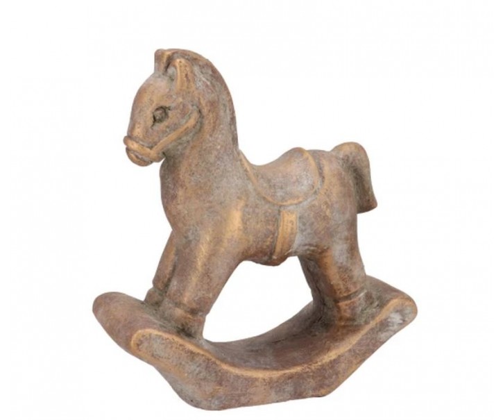 Zlatá antik cementová dekorace houpací koník Horse Gold - 14*5*15 cm daan kromhout