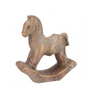 Zlatá antik cementová dekorace houpací koník Horse Gold - 14*5*15 cm