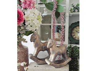 Zlatá antik cementová dekorace houpací koník Horse Gold - 14*5*15 cm